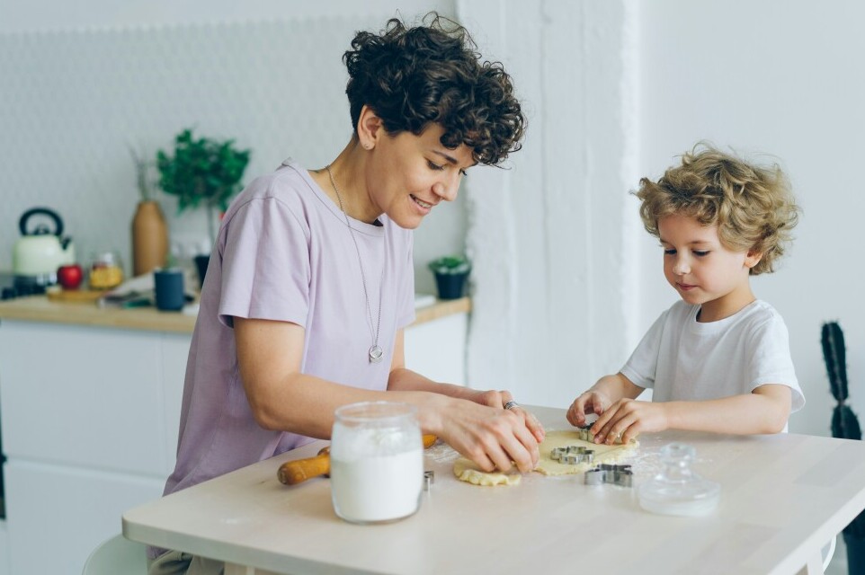 child in kitchen