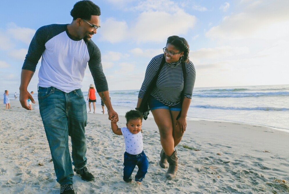 happy parents and toddler